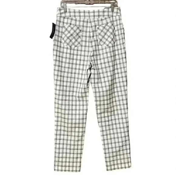 Danielle Bernstein Pant Women’s 8 Ivory Plaid Ring Zip Preppy Light Academia NWT - Picture 2 of 8